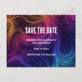 Sechzigfarbige Vibe Circles & Wirbel Save the Date Einladungspostkarte (Vorderseite)