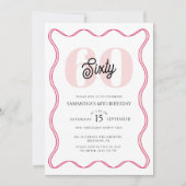 Sechzigste Retro Wavy Borders 60. Geburtstag Einladung (Vorderseite)