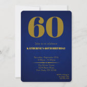 Sechzigster Blau Gold 60. Geburtstagseinladung (Vorderseite)