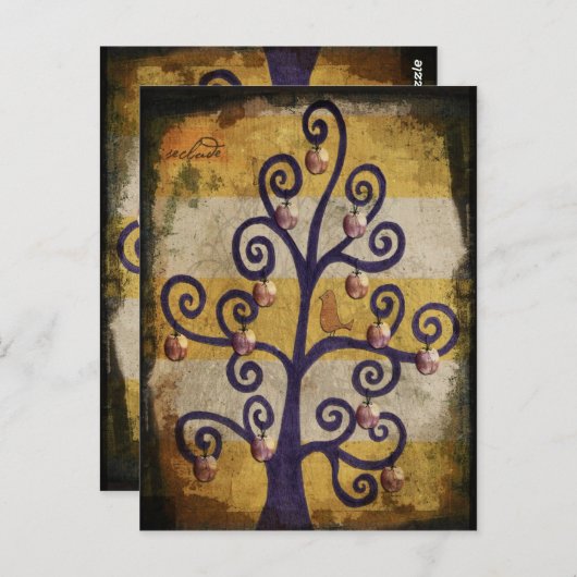 Seclude Bird in einem Baumkunstdesigner Illustrati Postkarte (Vorne/Hinten)