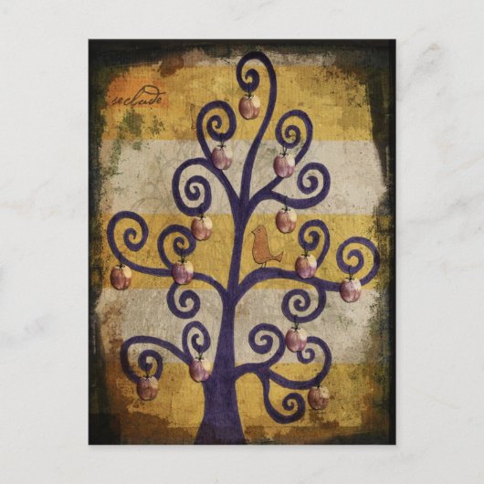 Seclude Bird in einem Baumkunstdesigner Illustrati Postkarte (Vorderseite)