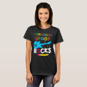 Second 2nd Grade Rocks Teacher Student  Back To Sc T-Shirt (Vorne ganz)