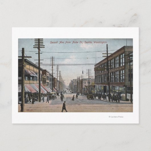 Second Ave View von der Pike Street Postkarte (Vorderseite)