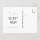 Second Baby Custom Foto danke Script Birth Ankündigungspostkarte (Rückseite)