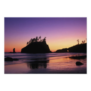 Second Beach bei Dämmerung, Olympic NP, WA, USA Fotodruck