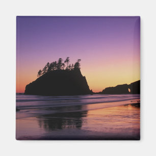 Second Beach bei Dämmerung, Olympic NP, WA, USA Magnet