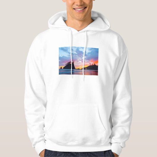 Second Beach bei Sonnenuntergang, Washington Hoodie (Vorderseite)