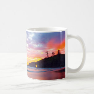 Second Beach bei Sonnenuntergang, Washington Kaffeetasse