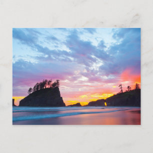 Second Beach bei Sonnenuntergang, Washington Postkarte