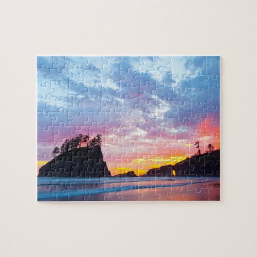 Second Beach bei Sonnenuntergang, Washington Puzzle (Horizontal)