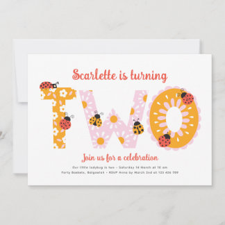 Second Birthday Invite, Colorful Flowers Birthday Einladung