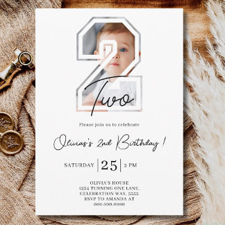 Second Birthday Party 2nd Birthday Photo Boy Girl Einladung