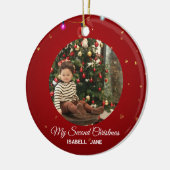Second Christmas Custom Family Photo Text Template Keramik Ornament (Links)