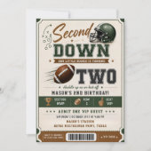 Second Down Football 2. Geburtstagsticket Einladung (Vorderseite)