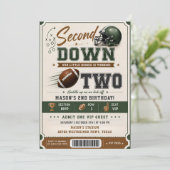 Second Down Football 2. Geburtstagsticket Einladung (Stehend Vorderseite)