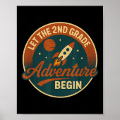 Second Grade Adventure Rocket Kids Or Teacher Back Poster (Vorne)