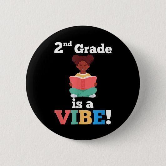 Second Grade Is A Vibe African American Girl Afro  Button (Vorderseite)