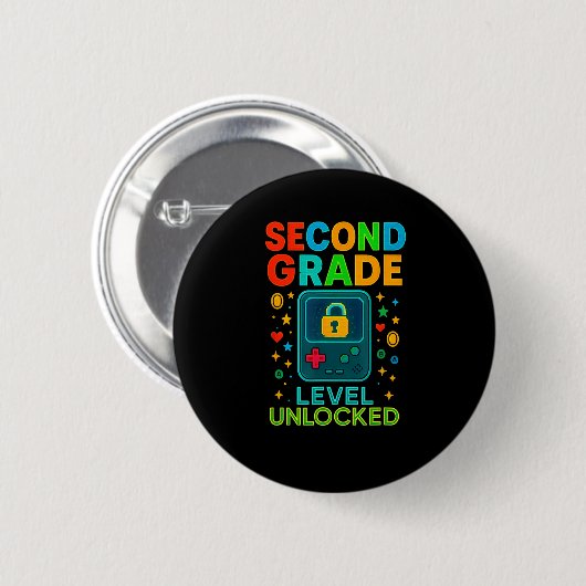 Second Grade Level Unlocked Gamer Ck To School Con Button (Vorne & Hinten)