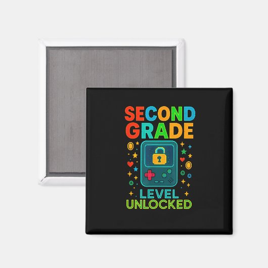 Second Grade Level Unlocked Gamer Ck To School Con Magnet (Vorderseite/Rückseite)
