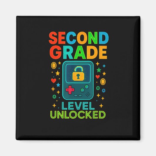 Second Grade Level Unlocked Gamer Ck To School Con Magnet (Vorne)