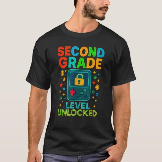 Second Grade Level Unlocked Gamer Ck To School Con T-Shirt (Vorderseite)