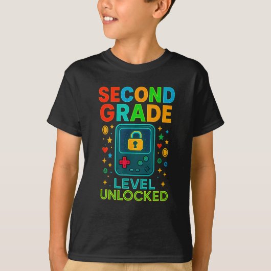 Second Grade Level Unlocked Gamer Ck To School Con T-Shirt (Vorderseite)