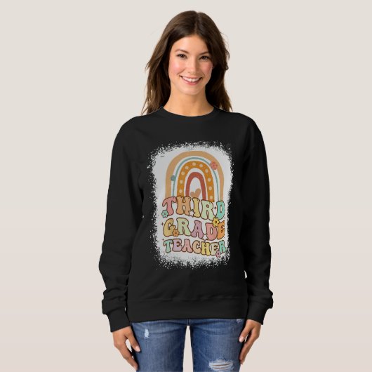 Second Grade Rainbow Bleached Retro Back To School Sweatshirt (Vorne ganz)
