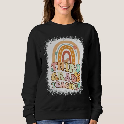 Second Grade Rainbow Bleached Retro Back To School Sweatshirt (Vorderseite)