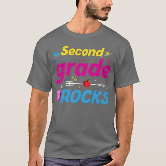 Second Grade Rocks Backo School 2nd Graders funny T-Shirt (Vorderseite)