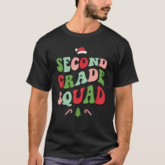 Second Grade Squad Xmas Groovy Family Christmas Pa T-Shirt (Vorderseite)