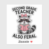 Second Grade Teacher Also Feral Cute Animal Funny Aufkleber (Blatt)