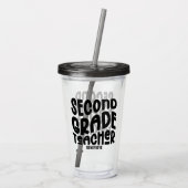 Second Grade Teacher Black Typography Design Acryltrinkbecher (Rückseite)