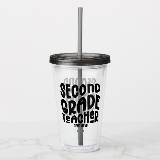 Second Grade Teacher Black Typography Design Acryltrinkbecher (Vorderseite)