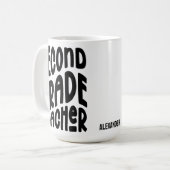 Second Grade Teacher Black Typography Design Kaffeetasse (Vorderseite Links)