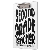 Second Grade Teacher Black Typography Design  Klemmbrett (Links)
