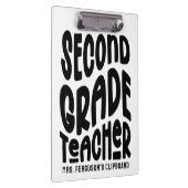 Second Grade Teacher Black Typography Design  Klemmbrett (Rechts)