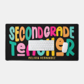 Second Grade Teacher Colorful Text Design  Schreibtischunterlage (Tastatur & Maus)