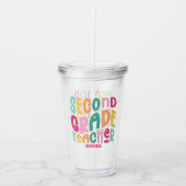 Second Grade Teacher Colorful Typography Design Acryltrinkbecher (Vorderseite)