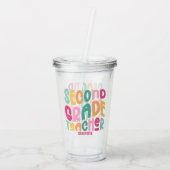 Second Grade Teacher Colorful Typography Design Acryltrinkbecher (Rückseite)