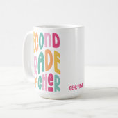 Second Grade Teacher Colorful Typography Design Kaffeetasse (Vorderseite Links)