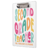 Second Grade Teacher Colorful Typography Design Klemmbrett (Links)