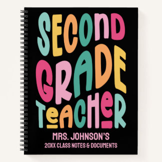 Second Grade Teacher Colorful Typography Notizblock