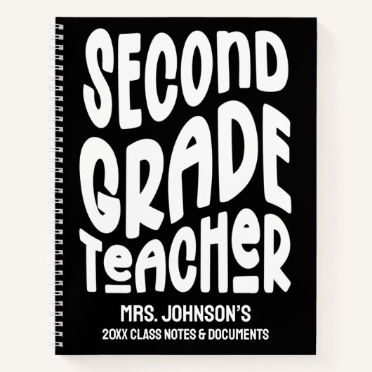 Second Grade Teacher White Typography Notizblock (Vorderseite)