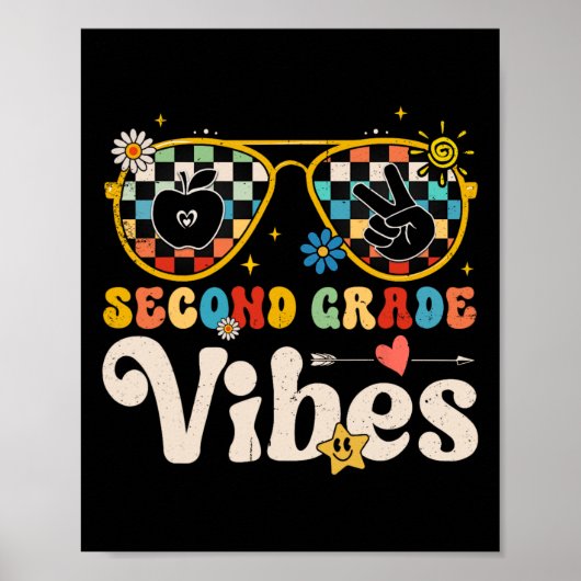 Second Grade Vibes - 2nd Grade Team Retro 1st Day Poster (Vorne)
