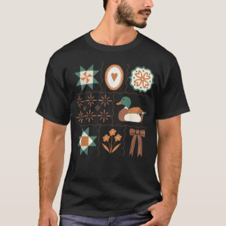 Second-Hand Vintage-Fliesen Dekor Stockenten-Fraue T-Shirt