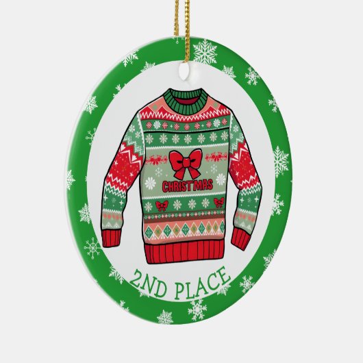 Second Place Ugly Sweater Winner Christmas Keramik Ornament (Rechts)