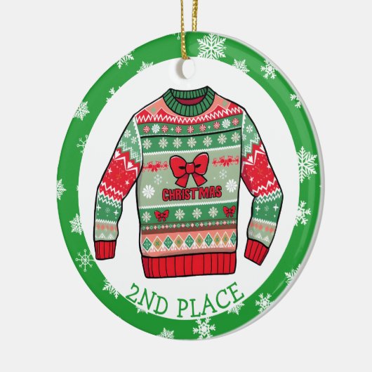 Second Place Ugly Sweater Winner Christmas Keramik Ornament (Links)
