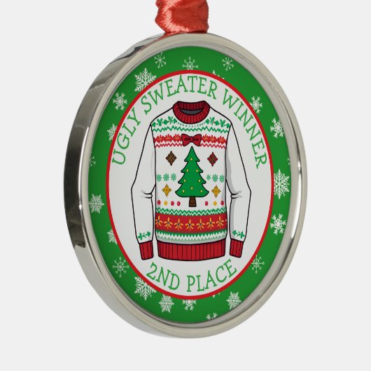 Second Place Ugly Sweater Winner Christmas Ornament Aus Metall (Rechts)