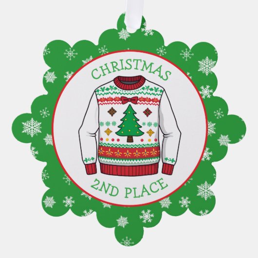 Second Place Ugly Sweater Winner Christmas Ornament Karte (Vorderseite)