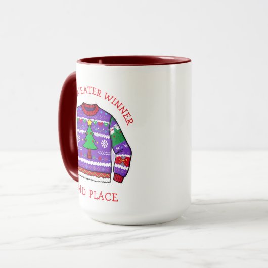 Second Place Ugly Sweater Winner Christmas Tasse (Vorderseite Links)